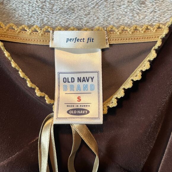 Y2K Velvet Brown Lace Trim Tank Top With Bow Women's Size Small Baby Doll Tank - Picture 4 of 6